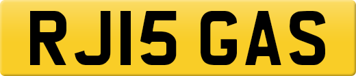 RJ15 GAS private number plate